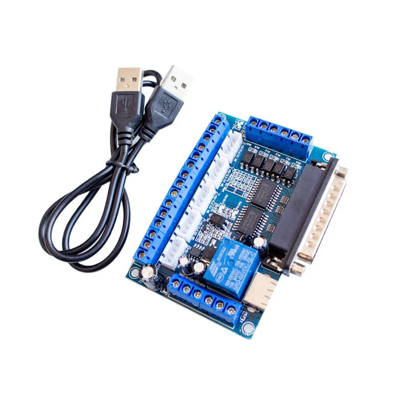 

CNC 5 Axis Stepper Motor Driver Interface Board With USB Cable Optocoupler Isolation For MACH3 Engraving Machine AUG889