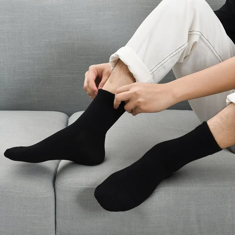 

Socks men's mid-tube summer deodorant sweat-absorbent cotton solid color mens cotton socks sports trend long-tube business socks