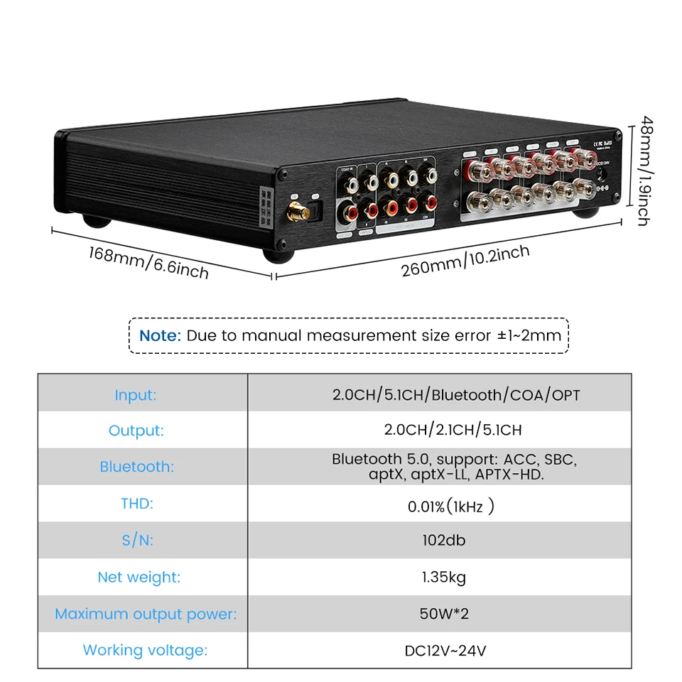 AIYIMA TPA3156 Bluetooth Subwoofer Amplifier 2.1 50Wx2+100W Digital Power Amplifier APTX HD 5.1 Home Theater COAX OPT DSP Amp karaoke amplifier