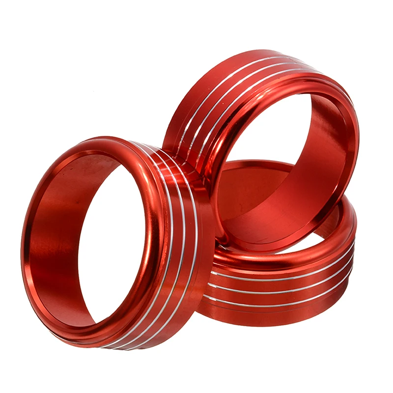 3pcs Red Aluminum AC Climate Control Knob Ring Covers For Subaru WRX STI Impreza Forester XV Crosstrek