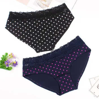 

Women Sexy Lace Briefs Stitching Polka Dot Print Lingerie Underwear 2019 Hot New Design Sexy Women's C String Underwear