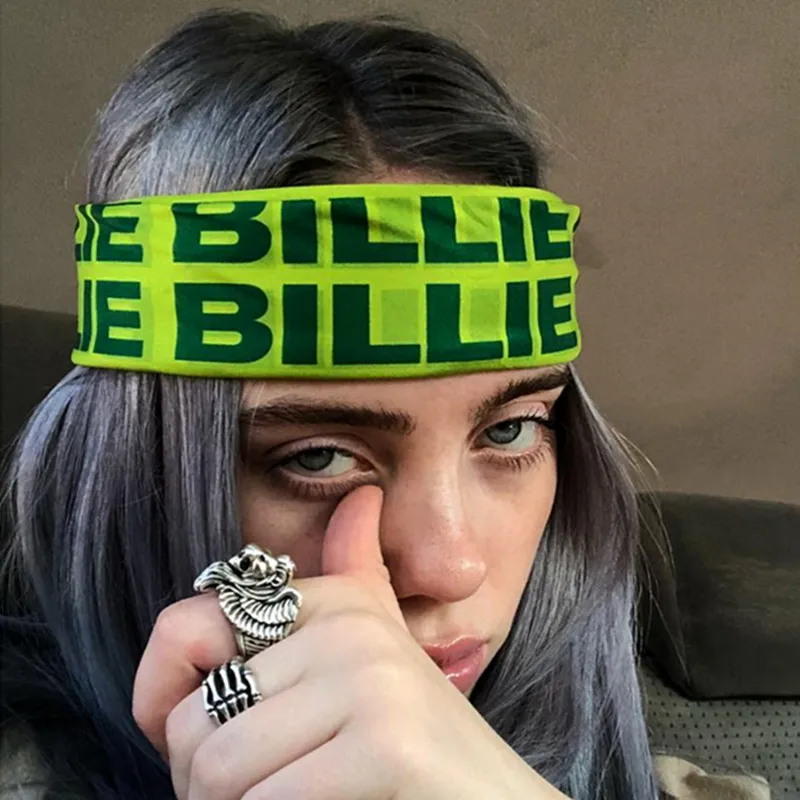 Billie Eilish бандана повязка для волос Косплей головной убор Хип-хоп зеленый квадратный шарф