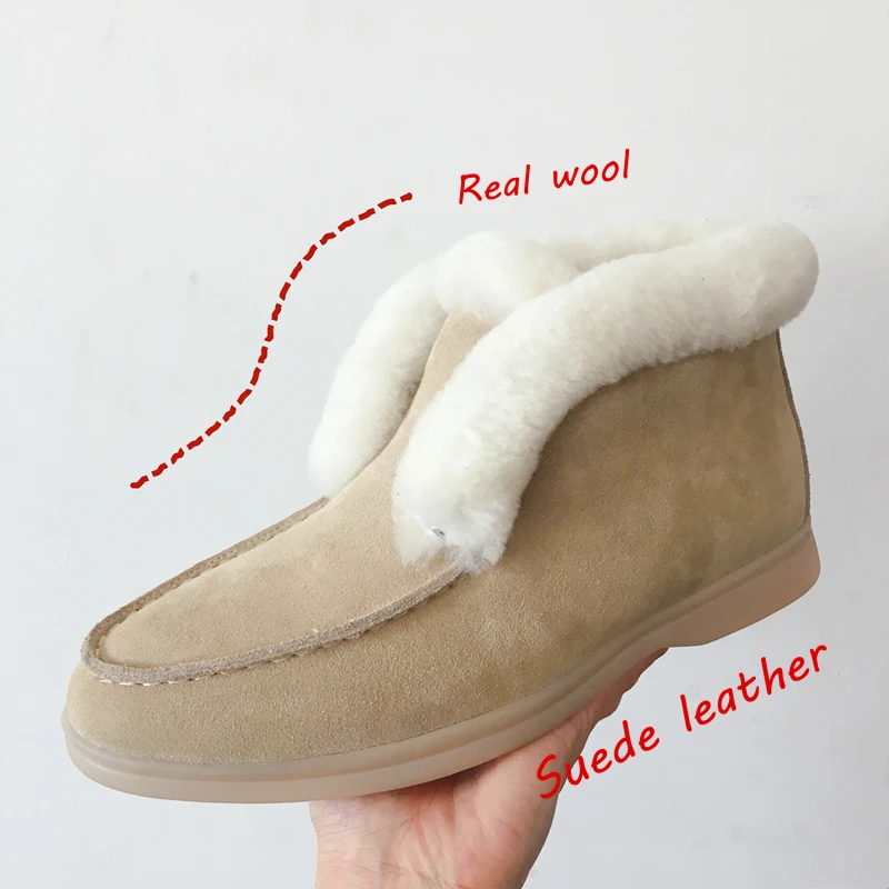 женские лоферы на меху;loro piano shoes;Ботильоны; ботинки из коровьей замши; женские лоферы на меху;теплые зимние ботинки на натуральном меху; женские зимние ботинки без застежки|Полусапожки| | АлиЭкспресс