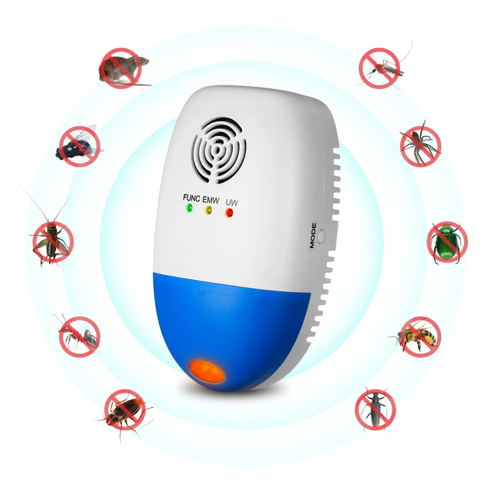 

Hot New 1/2PCS Electromagnetic Ultrasonic Plug-in Mouse Insect Control Repeller Electric Pest Bug Cockroach Repeller 6 Modes EU/