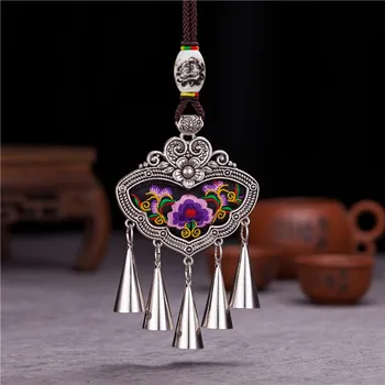 

NATIONAL WIND SEEDLINGS SILVER EMBROIDERY PENDANT EMBROIDERED PIECE RETRO FEMALE PENDANT NECKLACE WOMEN'S JEWELRY BIJUTERIA