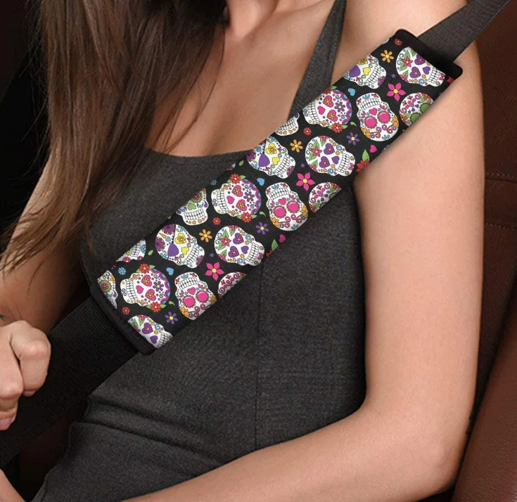 

Neoprene Safety Belt Shoulder Sleeve Universal Car Heart Eye Brick Skeleton Interior Trim