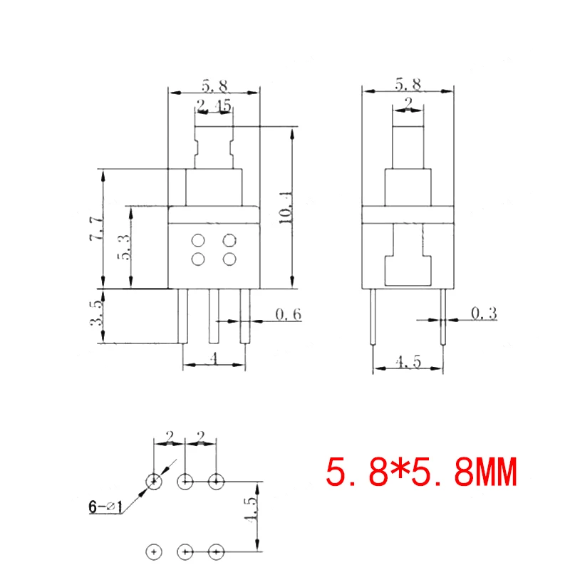10 шт./лот 5,8*5,8 7*7 8*8 8,5*8,5 мм самоконтрящаяся Нажмите Тактильные Мощность микро переключатель комплект 6 Pin кнопочные переключатели