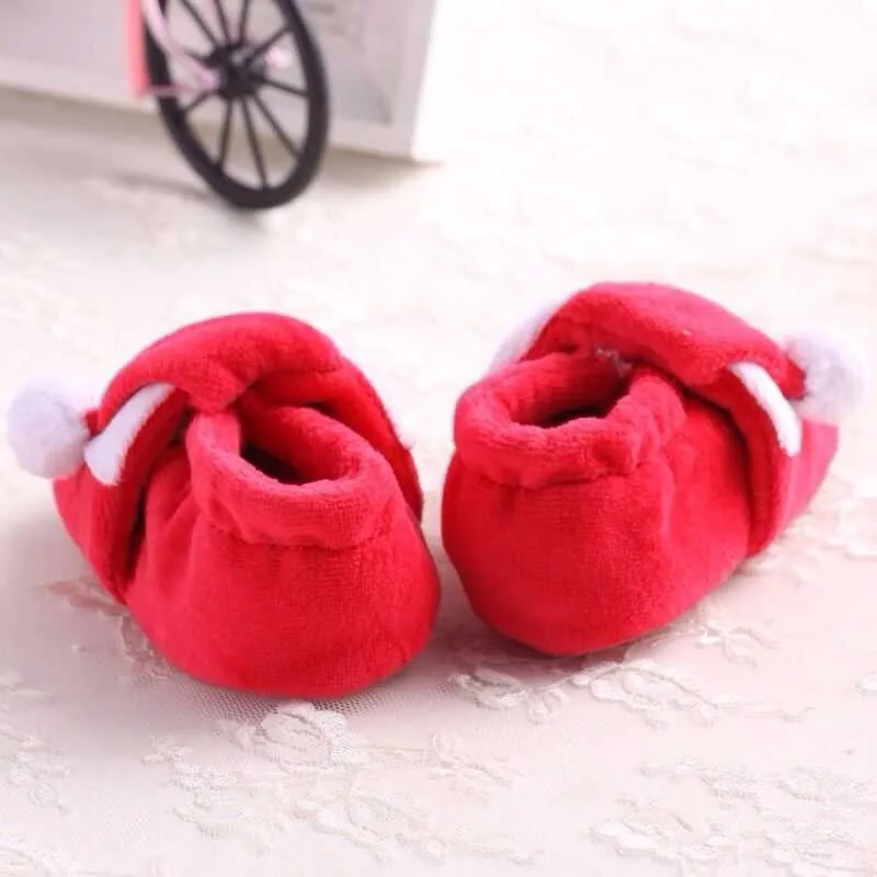 Christmas baby male baby girl winter Santa plus velvet warm toddler shoes cotton shoes Winter Warm Snow First walk Shoes F40