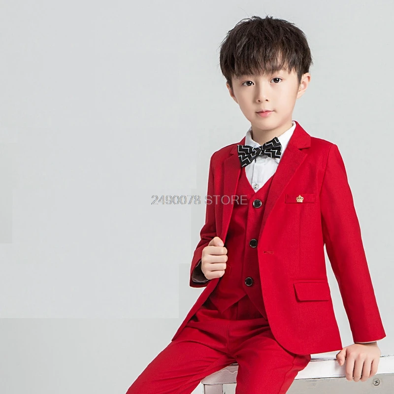 jacket vest pants Брендовые Детские костюмы с цветочным узором для мальчиков Детский Блейзер торжественное платье, костюм для свадьбы, дня рождения, комплект одежды, пиджак, жилет, брюки 3 предмета, F125 - Цвет: jacket vest pants
