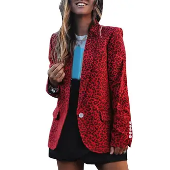 

Hot Office Lady Leopard Print Lapel Collar Cuff Pockets Decor Blazer Jacket Print Lapel Collar Cuff Pockets Decor Blazer Jacket