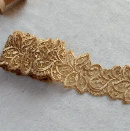 3 метра красивый темно-золотой цвет вышитые цветы Кружева Планки 6 см ширина кружева аксессуары отделка - Цвет: gold