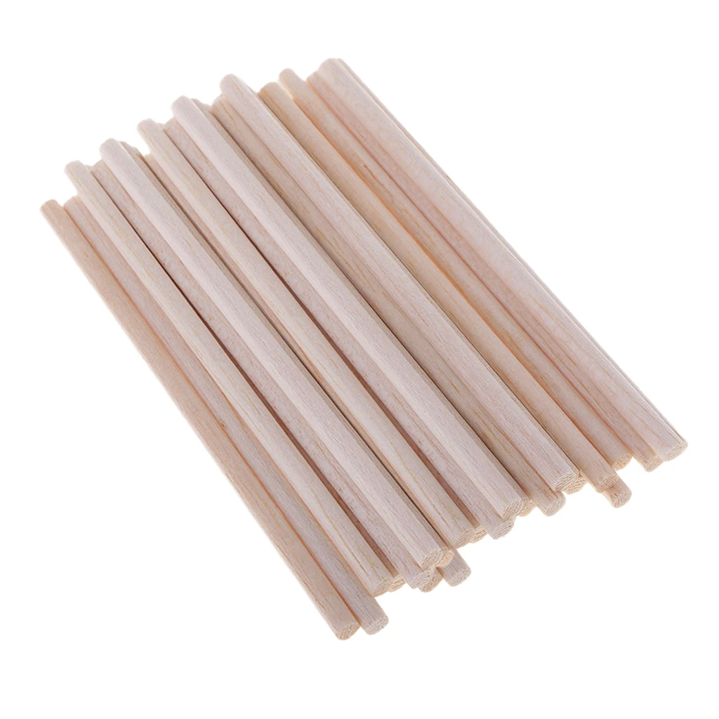 30 Set Balsa Wooden Sticks Wood Dowel Rods 20pcs 15mm Diameter Craft Unfinished Natural Wood - 120mm Long
