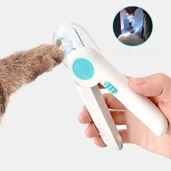 

LED Nail Clipper Safe Dog Cat Claw Cutter Cleaning Tool Prevent Blood Position Manicure Tool (Blue)
