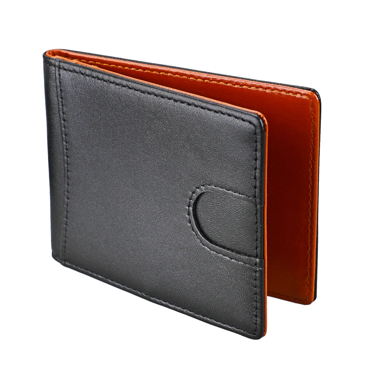 

Ougger Genuine Leather Men Wallets Slim Black Small Luxury Business Smart No Zipper Clips Money Bags Credit Card Holder Solid
