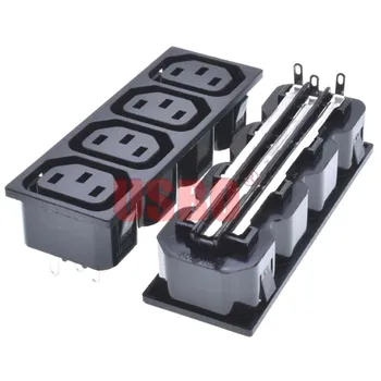 

Black Copper 10A 250V IEC320-C13 4 Jack embedded PDU / UPS chassis female socket universal AC power socket industrial outlet