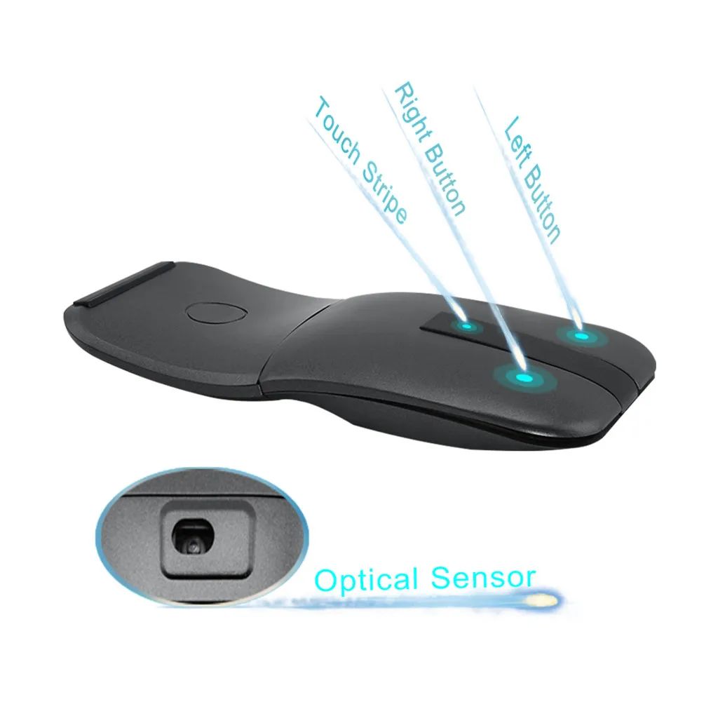 2.4Ghz Wireless Mouse 360 Degree Rotatable Foldable USB Optical Computer Mause Ultra-thin Touch Mice For Microsoft PC Laptop