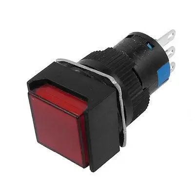 

Red Square Momentary SPDT Push Button Switch AC 220V 5A