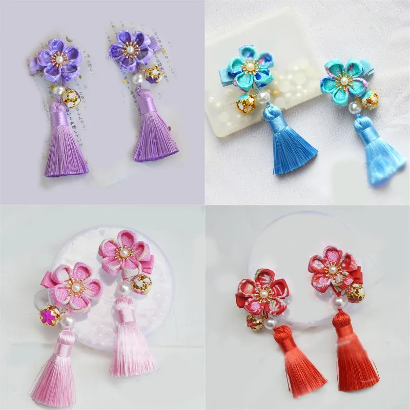 Заколки для волос ручной работы Tsumami Zaiku Kanzashi Sakura кимоно Hanfu девочек сценический