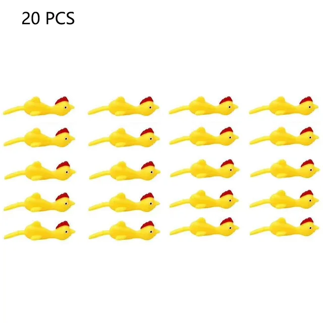 20PCS Catapult Launch Turkey Fun and Tricky Slingshot Chick Practice Chicken Elastic Flying Finger Birds Sticky DecompressionToy Catapult chick X20