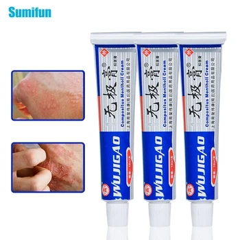 

SMF 3Pcs Wuji Skin Problems Treatment Cream Chinese Herbal Analgesic Anti-Itching Eczema Ointment Antibacterial Cream 10g