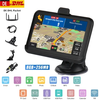 

5 inch Car GPS Navigation 256/8GB FM Transmitter MP3/MP4 Audio Video Players Hi-Fi Speaker Support /EU/North America/AU Maps