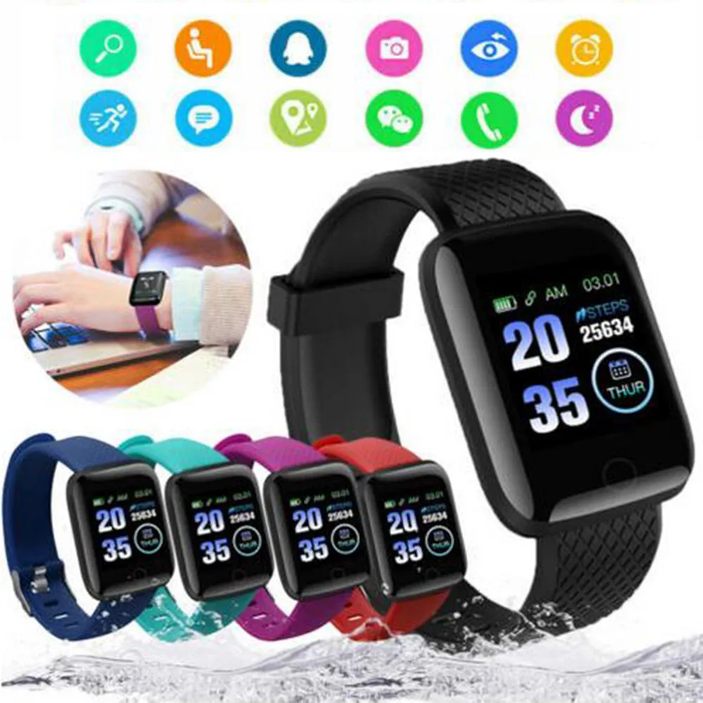 Nuevo  Reloj inteligente D13 116 Plus, pulsera deportiva con control del ritmo cardíaco, resistente al agua, Android A2, envío directo zWzKE0MY6oA