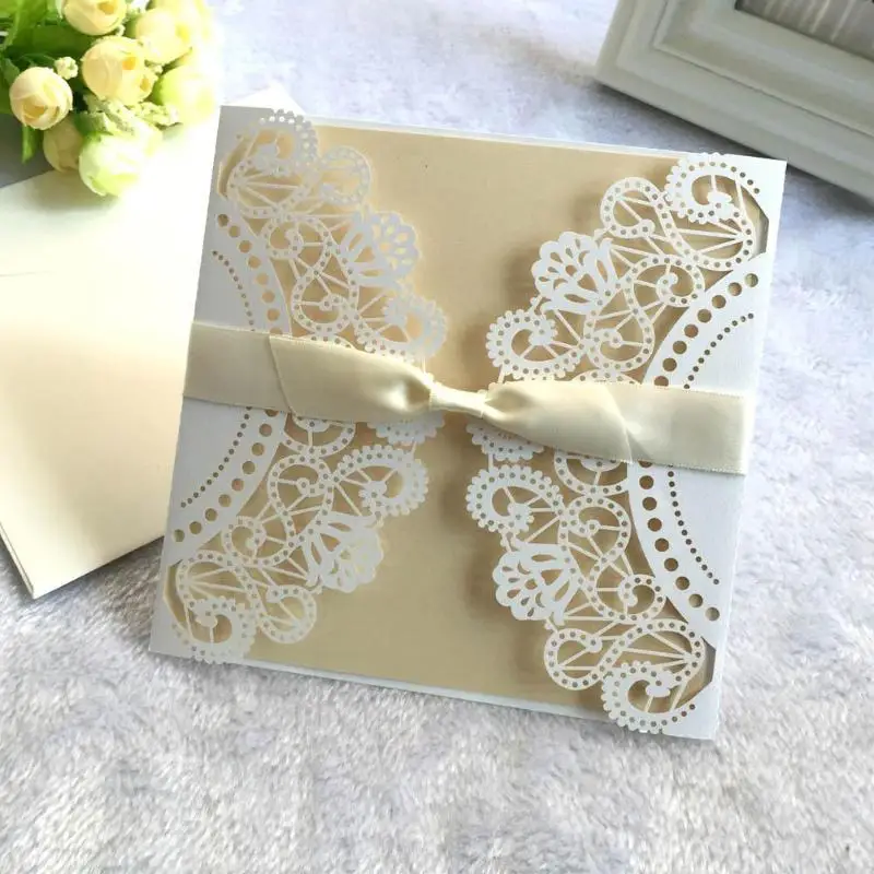  10pcs Vertical Laser Cut Butterfly Invitations Cards Kits for Wedding Decoration Bridal Shower Birt - 4.00046E+12