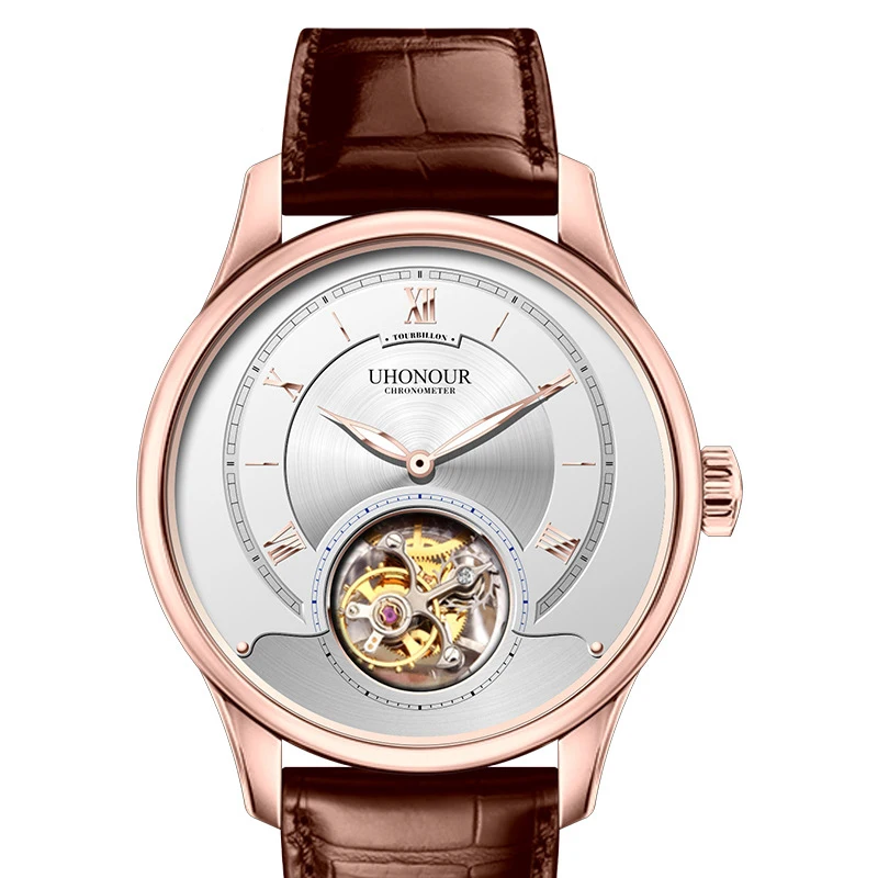 

Switzerland Real Tourbillon Genuine Men's hollow mechanical watch belt watch business ultra-thin manual men's watch large dial
