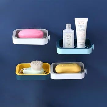 

3317 Joint Soap Dish Hole Punched Wall Hangers Soap Box Water Draining Toilet Bathroom xiang zao jia Soap Holder