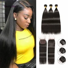 

Natural Peruvian Human Hair Straight Bundles With Closure 4x4 Lace Frontal With Bundles Middle Part Free Part Three Part 8-30
