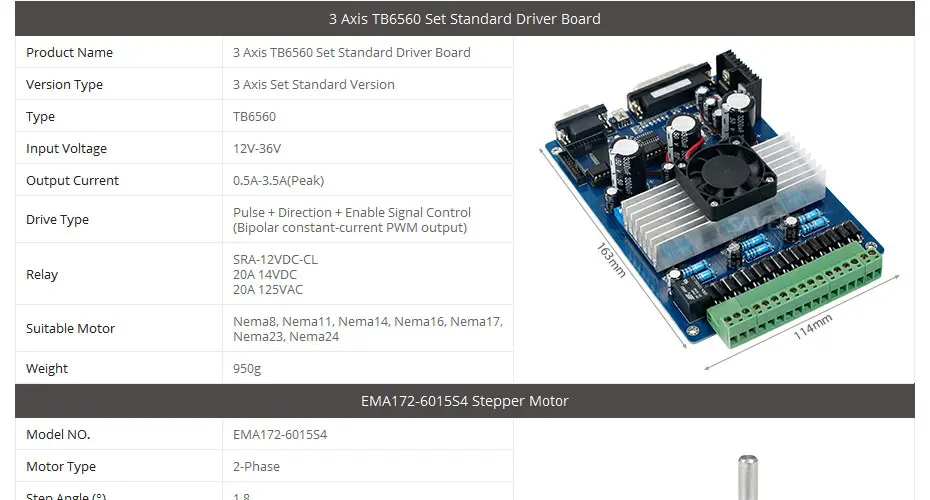 3 шаговый двигатель TB6560 HB Nema17 97oz-in двигатель 12В высокого качества блок питания для роутер для самостоятельной сборки/плазменной резки