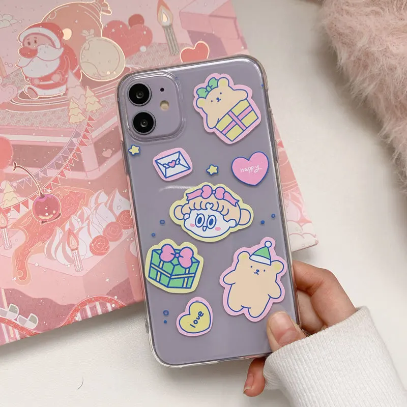 2021 Прозрачный Новый мультяшный подарок медведь чехол для iPhone X XS|Бамперы| |