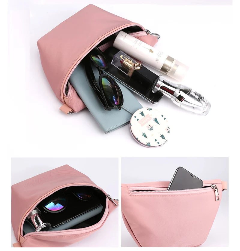 Женская розовая поясная сумка, черная поясная сумка, пояс, водонепроницаемая нейлоновая сумка через плечо, женская сумка для денег