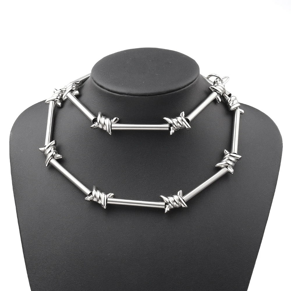  Necklace Punk Style Barbed Wire Chain Cheap JKP4465