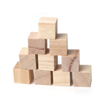 

30pcs 15mm Wooden Square Crafts Kid Cube Building Blocks Geometric Model DIY Fun