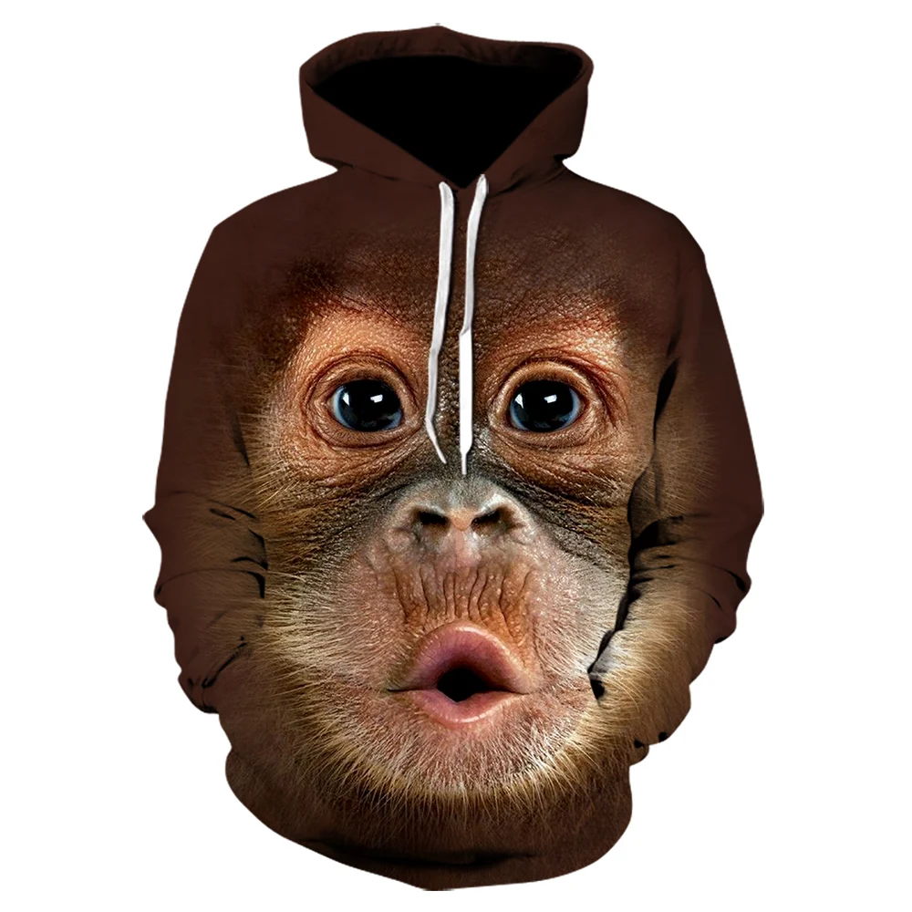 Мужская толстовка с капюшоном Orangutan 3d модная брендовая принтом в виде обезьяны