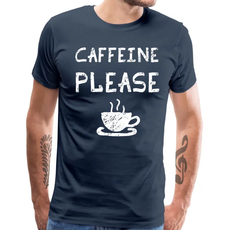 Caffeine_Please_8942 Cotton Fabric Tops Shirt for Men Funny T Shirts Fashionable Designer Round Collar Tshirts Short Sleeve Caffeine_Please_8942 navy