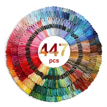 

Jiwuo 447pcs Multicolor Embroidery Thread Cross Stitch Cotton Floss Threads Cotton Sewing Skeins Skein Kit DIY Sewing Craft Tool