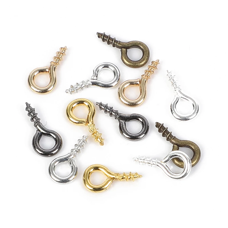 500pcs Jewelry Screw Eye Pins Bail Findings For Pendant Top Drilled