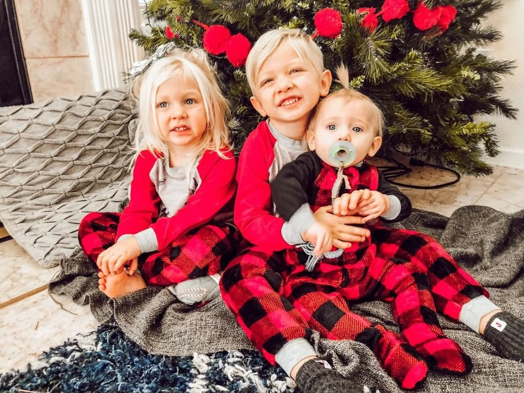 XMAS PJs Family Matching Adult Women Kids Christmas Deer Printed Plaid Nightwear Pyjamas Pajamas