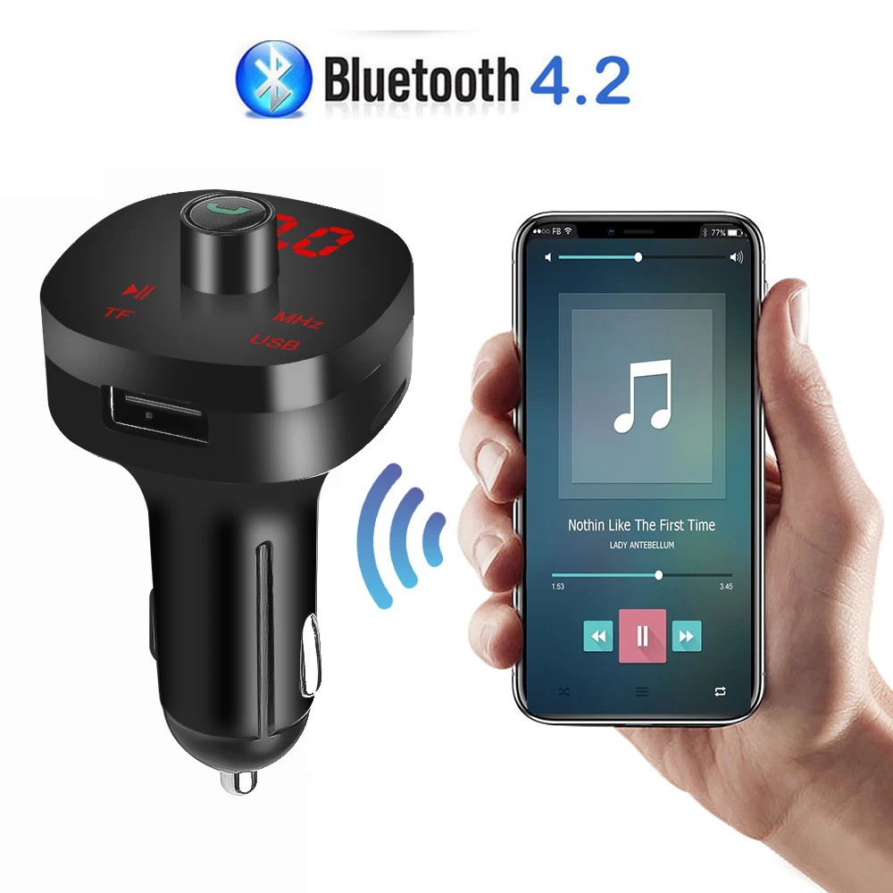 4.1A fm-передатчик беспроводной Bluetooth Автомобильный Громкая связь вызов двойной USB быстрое зарядное устройство