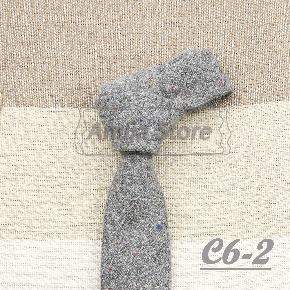 Hochwertige Krawatte aus 100 % Wolle, schmal, einfarbig, rot, gelb, blau, handgefertigt, lässig, modisch, für Herren, gewebt, dünn, für Hochzeit, Party – Detail 4