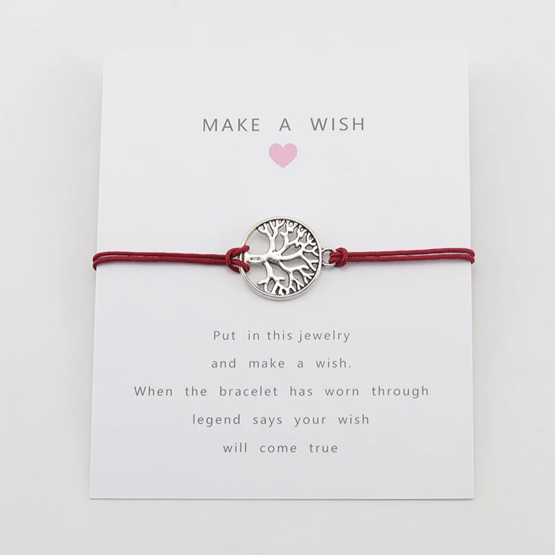 Серебряное дерево жизни очарование счастливое пожелание карты веревка женский браслет для женщин мужчин дружбы регулируемые браслеты и акриловый браслет - Окраска металла: 4713a