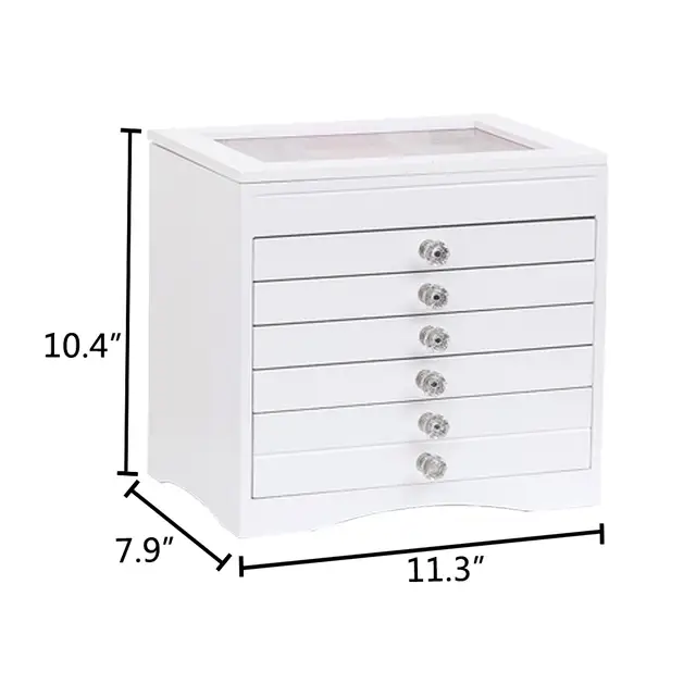 High Large Gloss Wooden Jewellery Box Armoire Bracelet Organizer