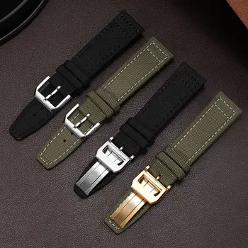 

PEIYI 20mm 21mm 22mm Quality Nylon+Leather watchband black army green wristband Replacement strap for IWC