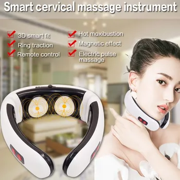 

Electric Pulse Back and Neck Massager Far Infrared Heating Pain Relief Health Care Relaxation Tool Unisex 6 Modes Therapy 91029