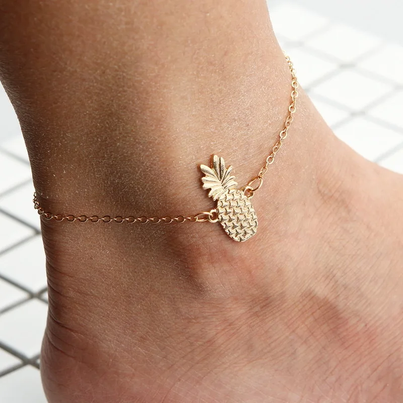 

Creative Fruit Pineapple Gold Chain Anklets for Women Fashion Summer Beach Ankle Bracelets on Leg Barefoot Jewelry