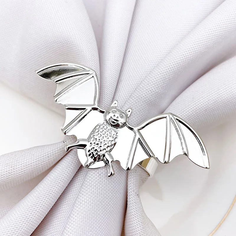 

10pcs/lot New Halloween black bat napkin ring metal napkin buckle suitable for holiday party table decoration