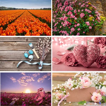 

Vinyl Custom Photography Backdrops Flower and Wooden Planks Theme Photography Background 200309HK-06
