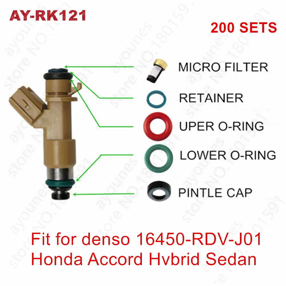 200 комплектов для Honda Acura RDX RSX Accord Hybrid ремонтные наборы деталей топливной форсунки